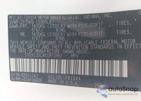 2019 Toyota Sienna Xle 8 Passenger from USA, damaged, VIN 5TDYZ3DCXKS973983